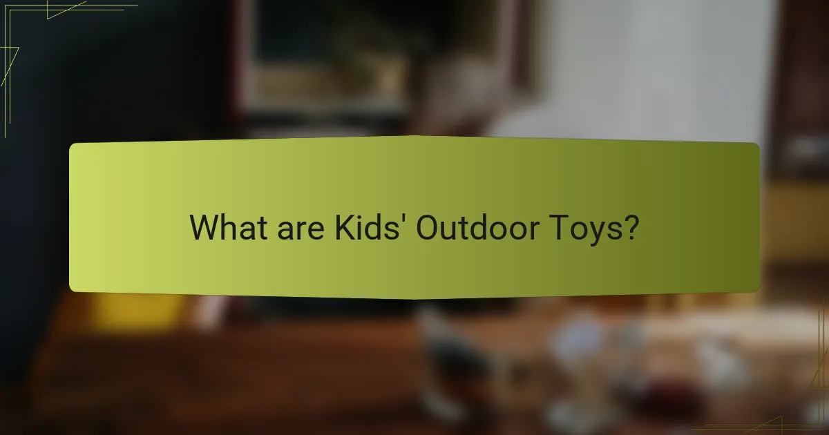 What are Kids' Outdoor Toys?